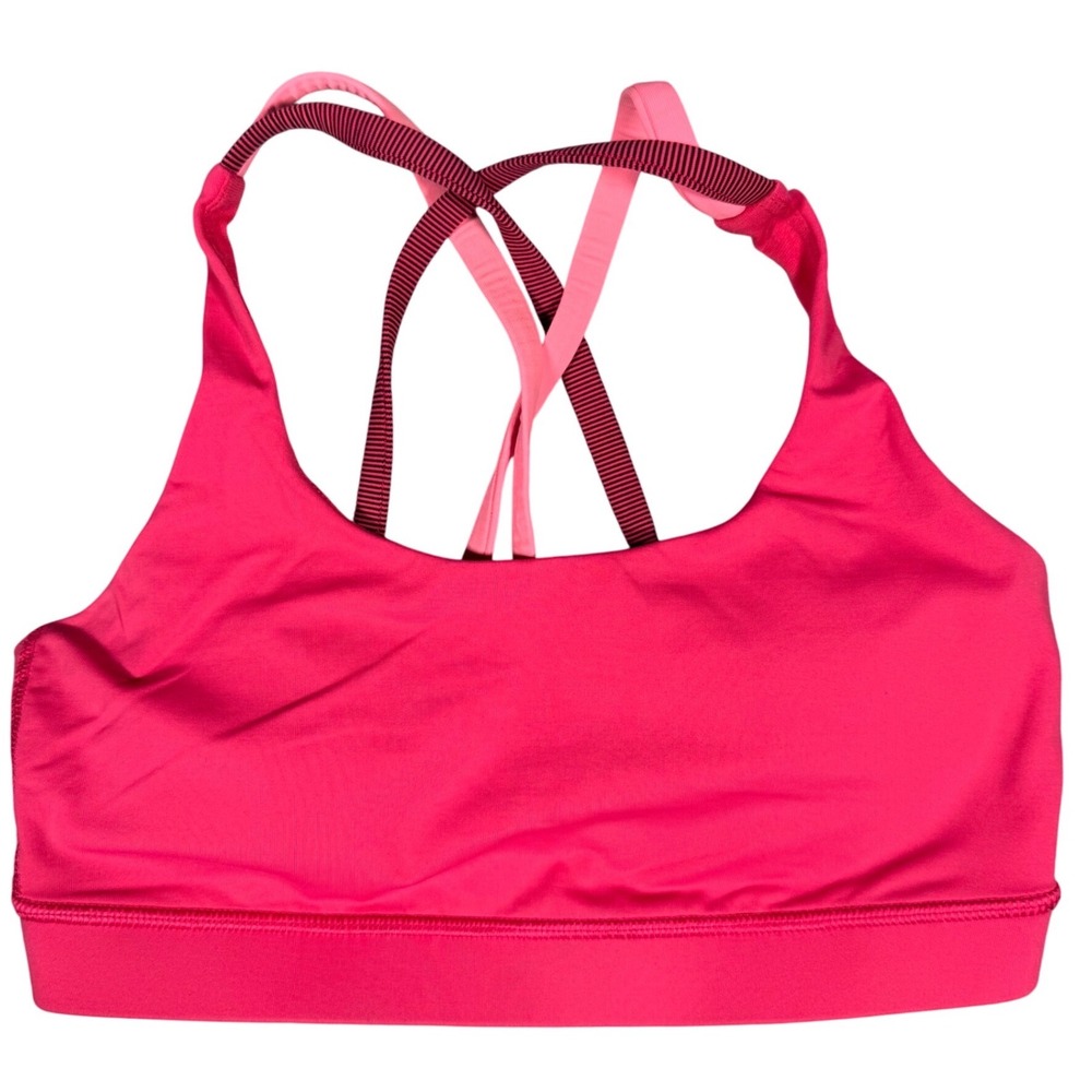 Lululemon Women Sports Bra Size 6 Pink Burgundy Crisscross Multi Strap Athletic